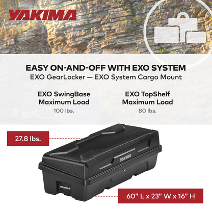 Yakima EXO GearLocker 10 Cu Ft Vehicle Roof Rack Cargo Box for EXO SwingBase