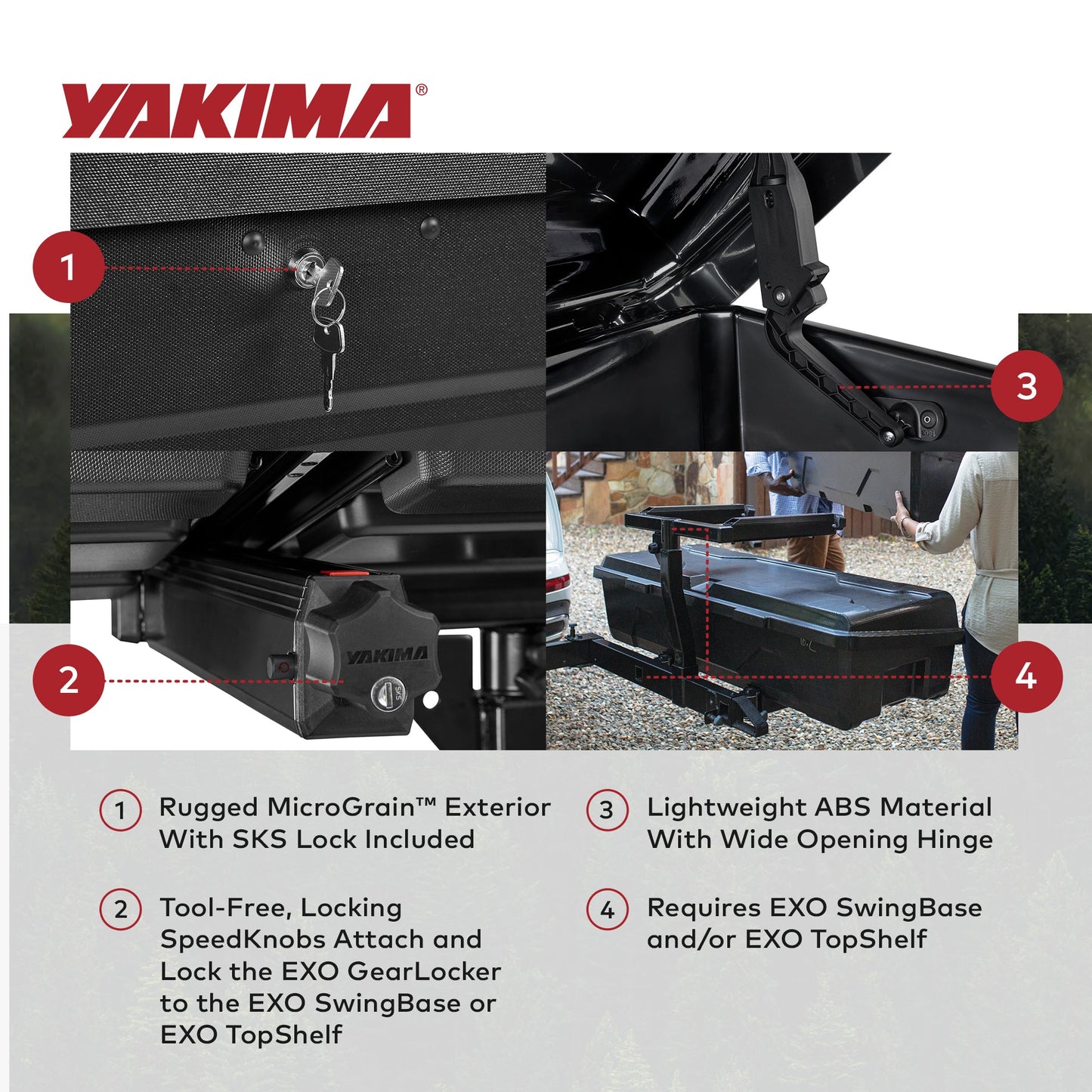 Yakima EXO GearLocker 10 Cu Ft Vehicle Roof Rack Cargo Box for EXO SwingBase
