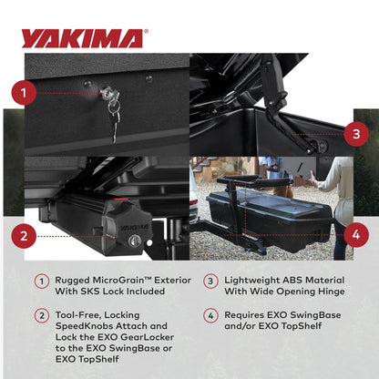 Yakima EXO GearLocker 10 Cu Ft Vehicle Roof Rack Cargo Box for EXO SwingBase