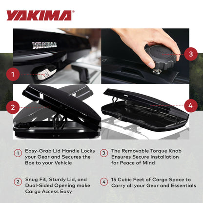 Yakima Rooftop Cargo Box Low Profile Hard Roof Storage Carrier GrandTour Lo