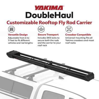 Yakima DoubleHaul Customizable Rooftop Fly Rod Carrier, Fits Yakima Crossbars