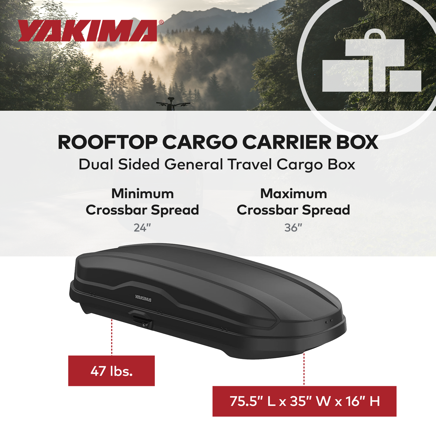 Yakima NX 16 Vehicle Rooftop Cargo Carrier Box, Fits StreamLine CrossbarsBlack