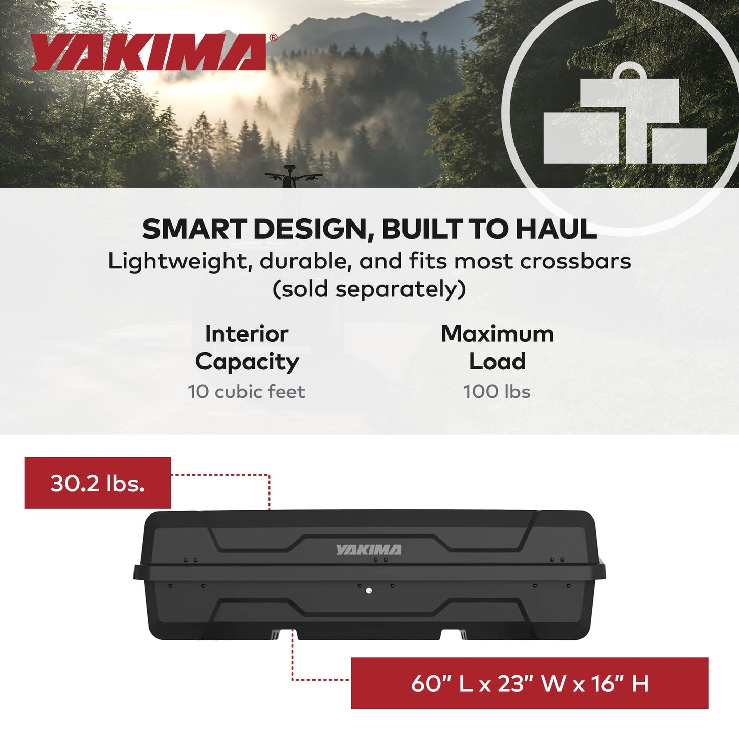 Yakima DeepSpace 10 Rooftop Cargo Box, Hard Shell Vehicle Roof Storage Carrier