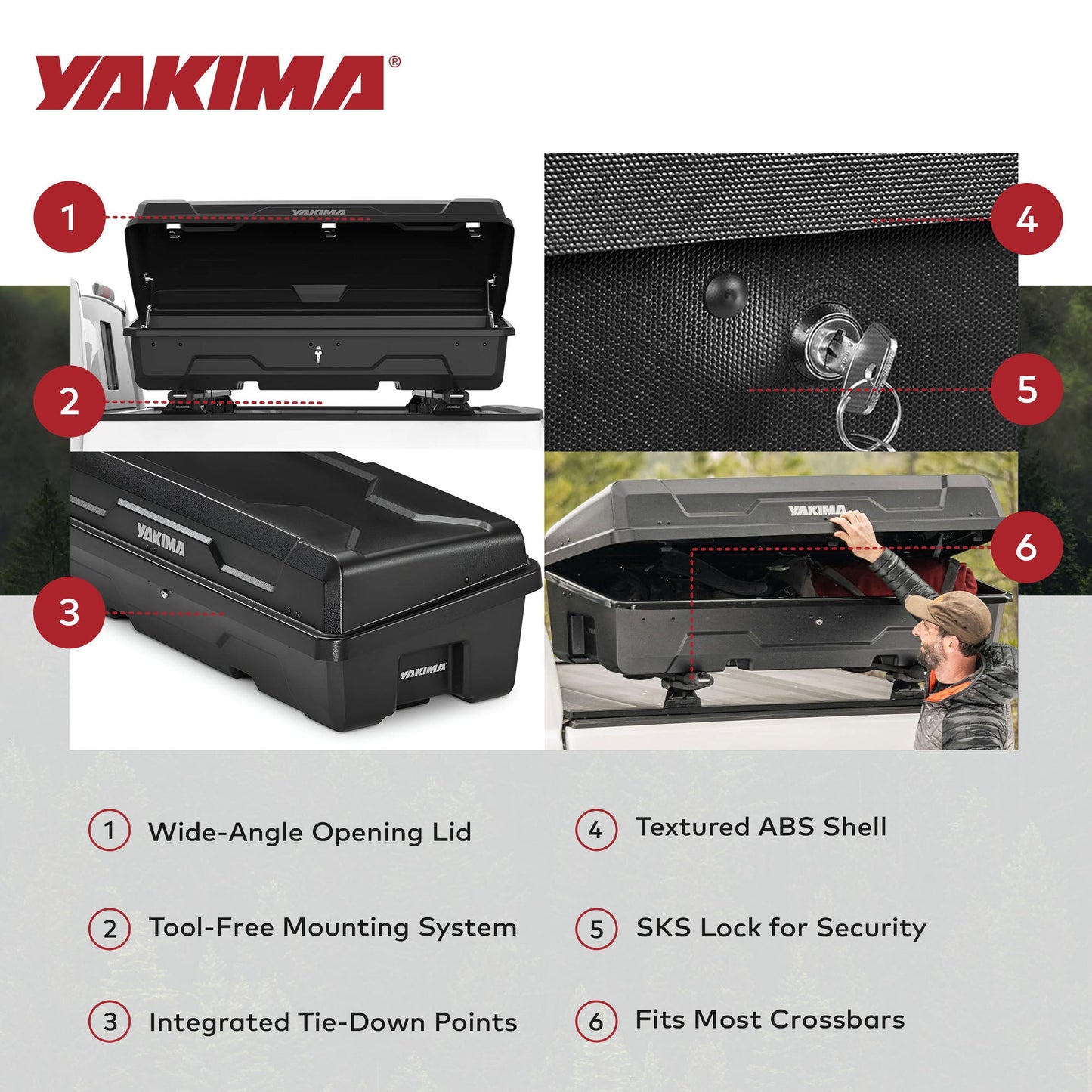 Yakima DeepSpace 10 Rooftop Cargo Box, Hard Shell Vehicle Roof Storage Carrier