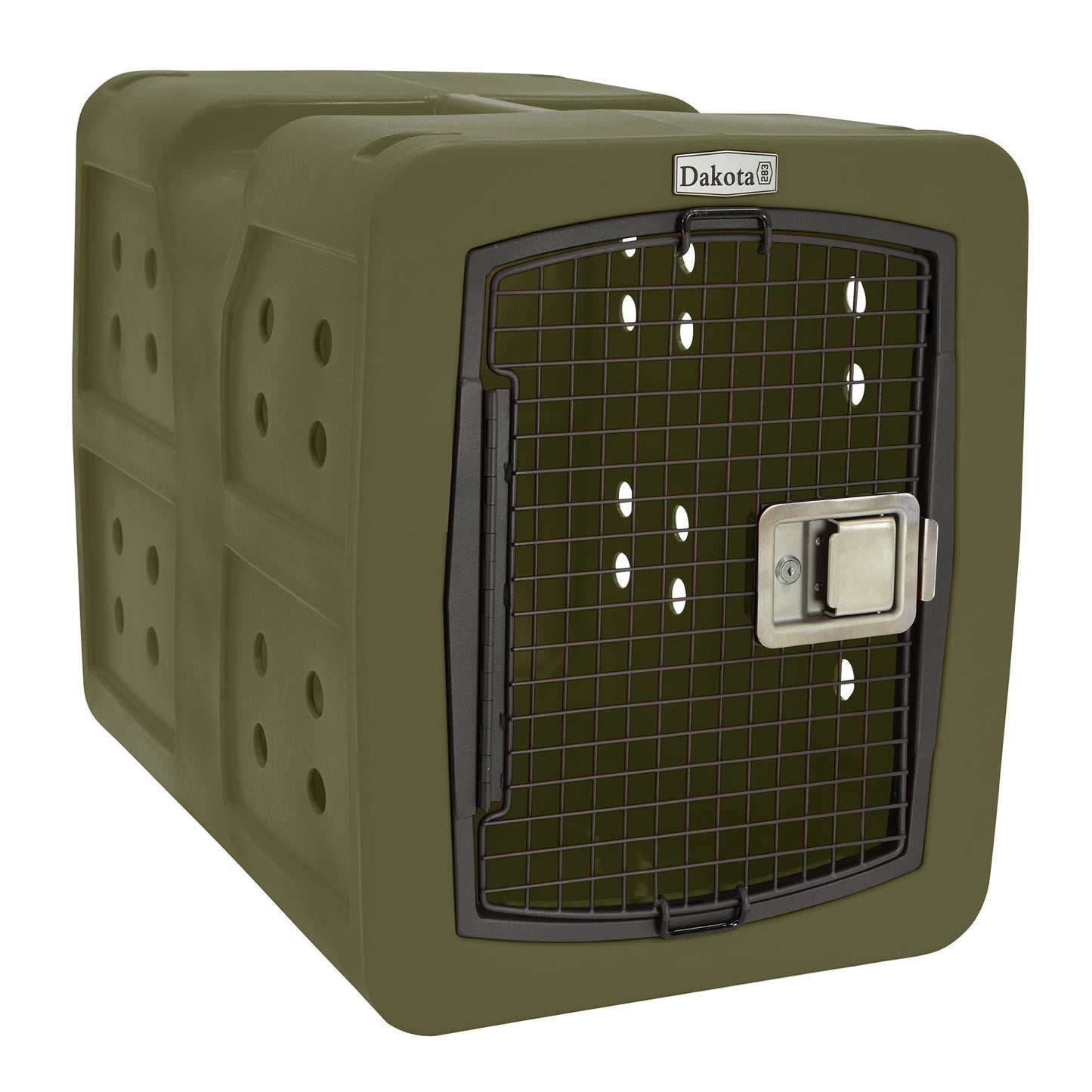 Dakota 283 G3 Medium Easy to Clean Dog Kennel w/ Handle & Latching Door, Olive