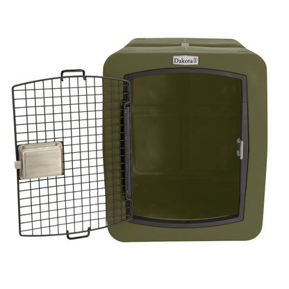 Dakota 283 G3 Medium Easy to Clean Dog Kennel w/ Handle & Latching Door, Olive