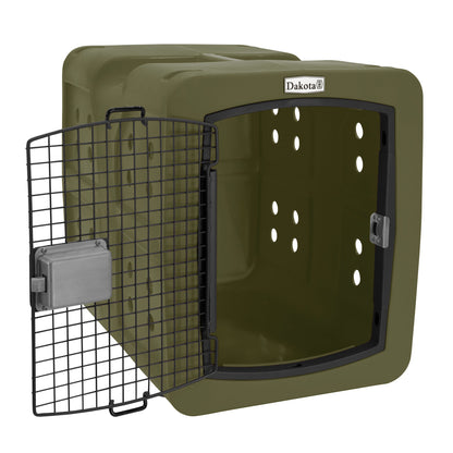 Dakota 283 G3 Medium Easy to Clean Dog Kennel w/ Handle & Latching Door, Olive