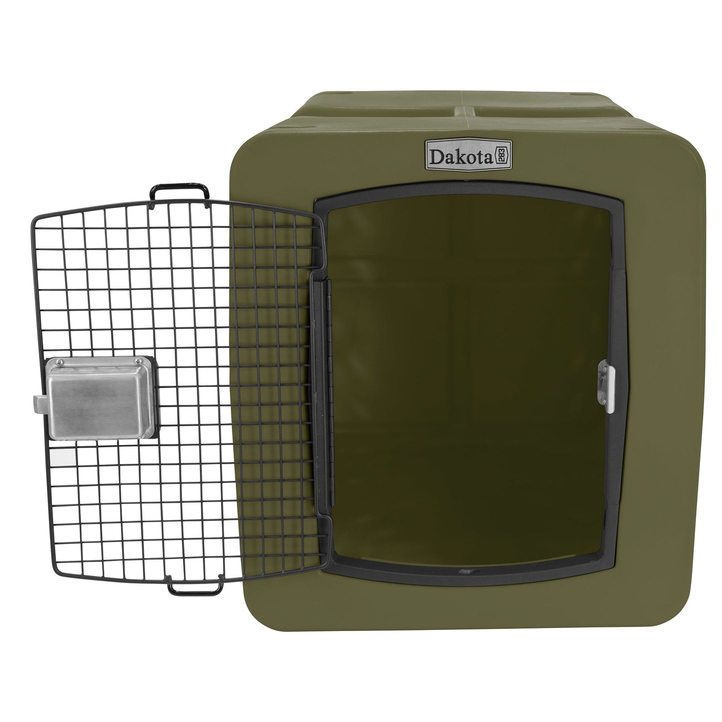 Dakota 283 G3 Large Easy to Clean Dog Kennel w/ Handle & Latching Door, Olive