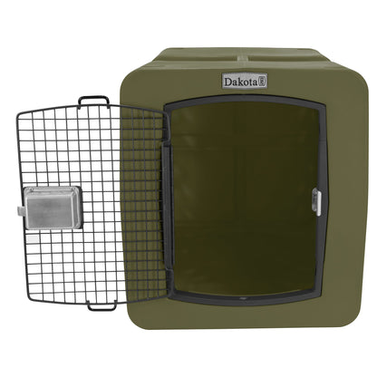 Dakota 283 G3 Large Easy to Clean Dog Kennel w/ Handle & Latching Door, Olive