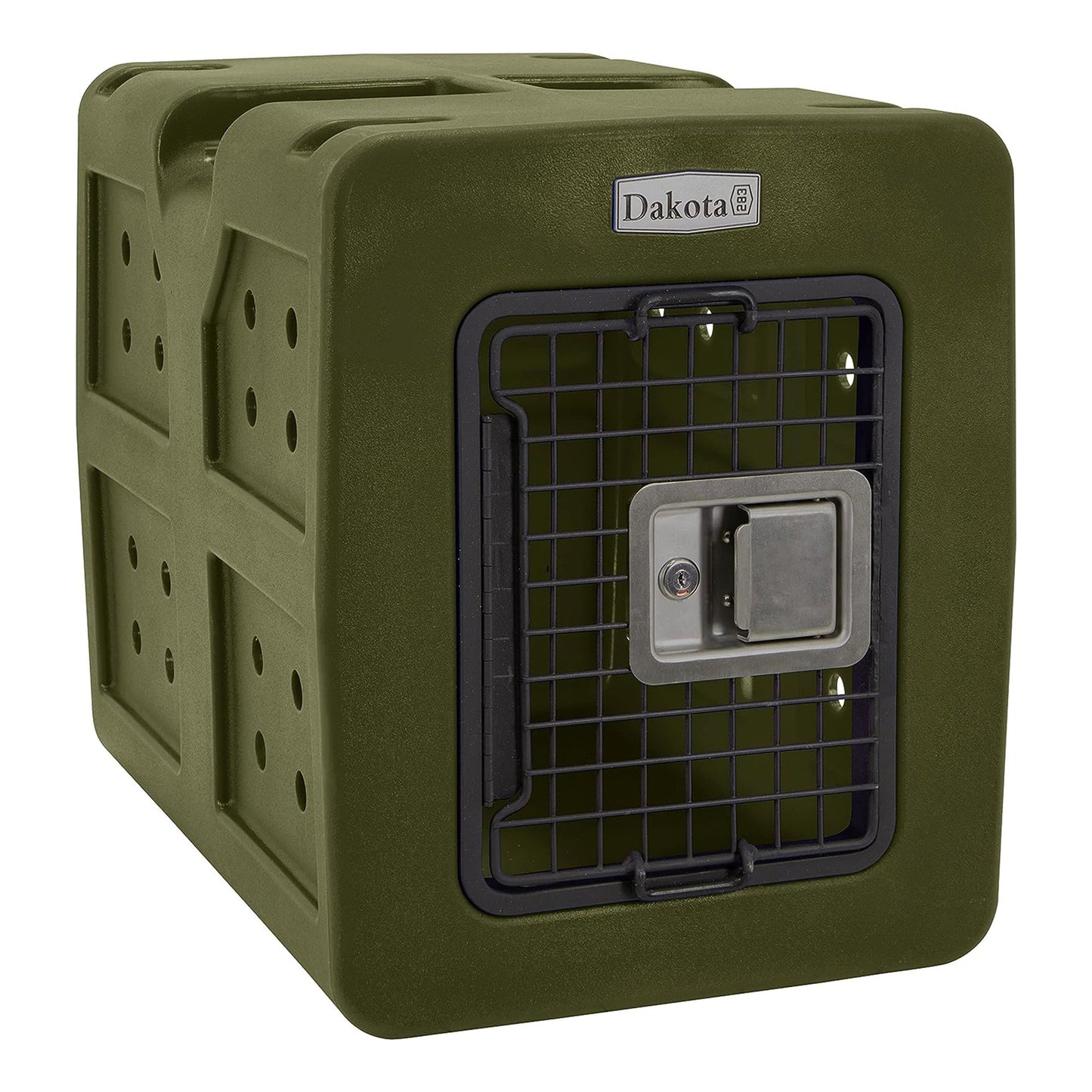 Dakota 283 G3 Small Easy To Clean Dog Kennel w/ Handle & Latching Door, Olive