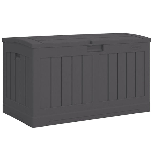 Suncast 50 Gallon Medium Resin Outdoor Storage Deck Box with Lid, Peppercorn