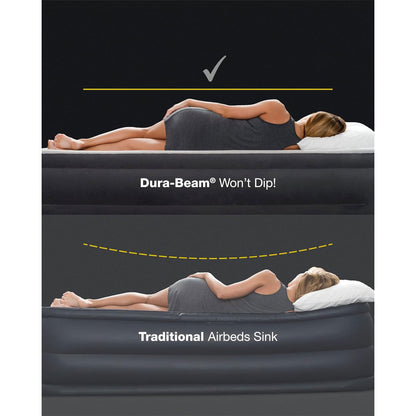 INTEX 64091E Twin Size Air Mattress, TruAire 18in Height, PVC-Free Inflatable Mattress with Built-in Pump – Portable Bed for Camping & Travel