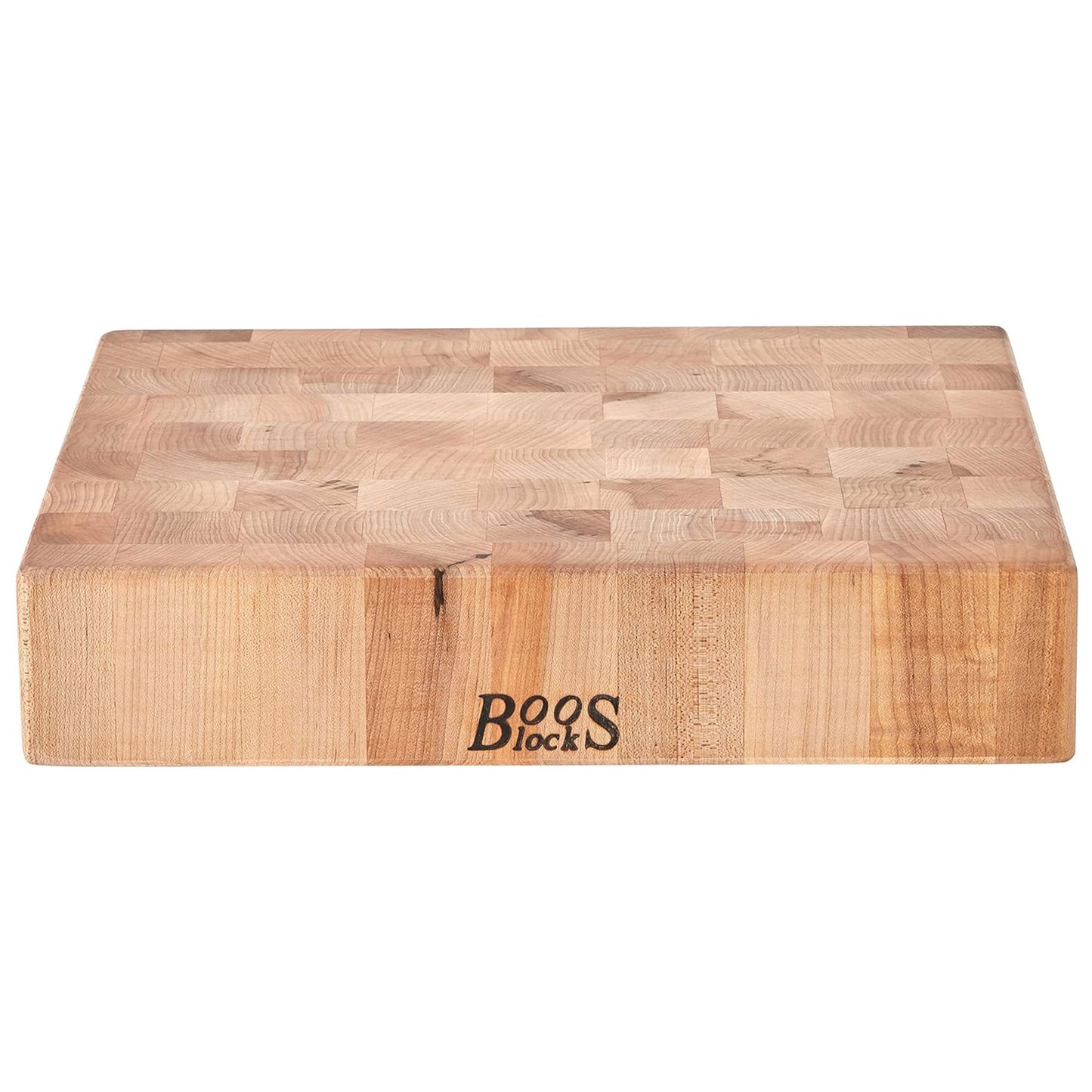 John Boos Medium Maple Wood End Grain Cutting Board for Kitchen, 15" x 15" x 3"