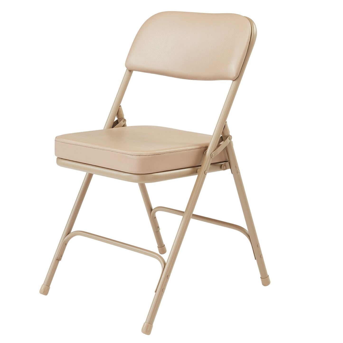 NPS 3200 Series 2" Cusion Vinyl Upholstered Office Folding Chair, Beige, 2 Pack