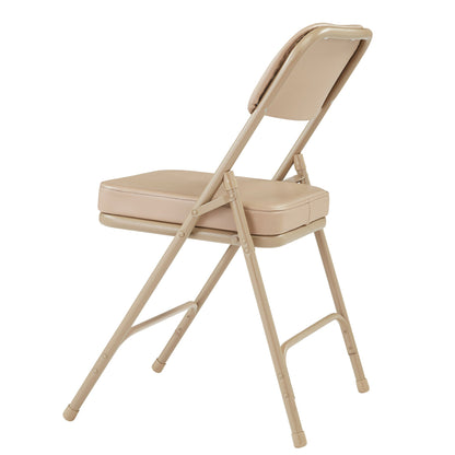 NPS 3200 Series 2" Cusion Vinyl Upholstered Office Folding Chair, Beige, 2 Pack