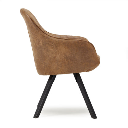 JOMEED Cushioned Swivel Armchair with Rubberwood Legs for Home and Office, Brown