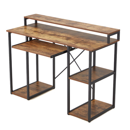 JOMEED Computer Desk with Monitor Shelf for At-Home Office Space, Brown/Black