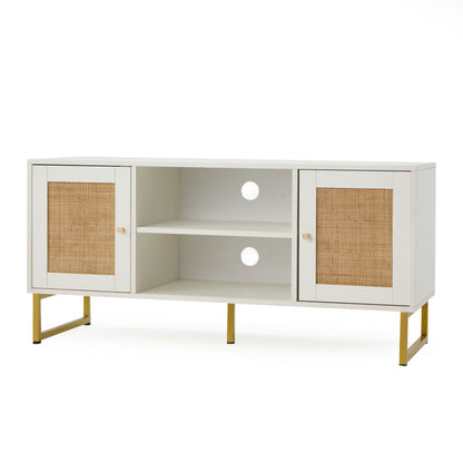 JOMEED TV Console Stand Table Storage Cabinet Media Entertainment Center, White