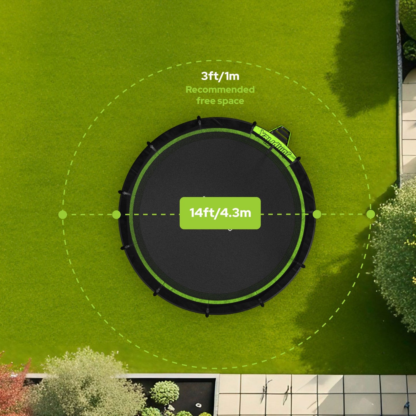 JumpFlex HERO 14' Trampoline for Kids Outdoor Play Equipment with Net & Ladder