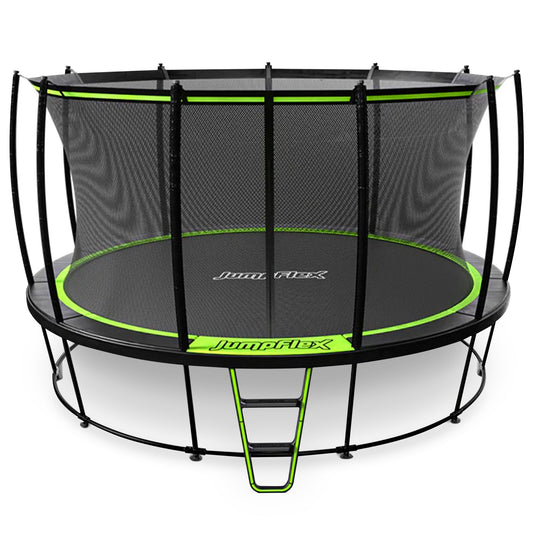 JumpFlex HERO 14' Trampoline for Kids Outdoor Play Equipment with Net & Ladder