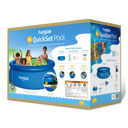 Funsicle 10' x 30" QuickSet Inflatable Ring Top Outdoor Above Ground Pool w/Pump