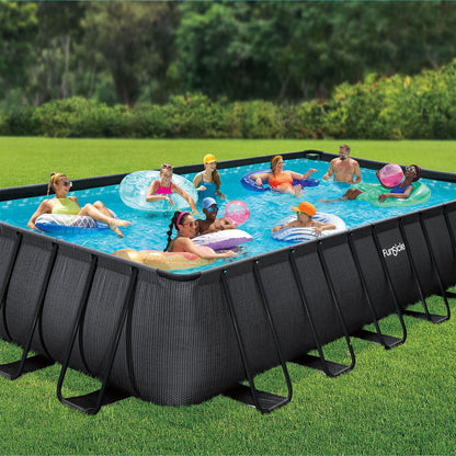 Funsicle 24'x12'x52" Oasis Rectangle Outdoor Above Ground Swimming Pool, Black