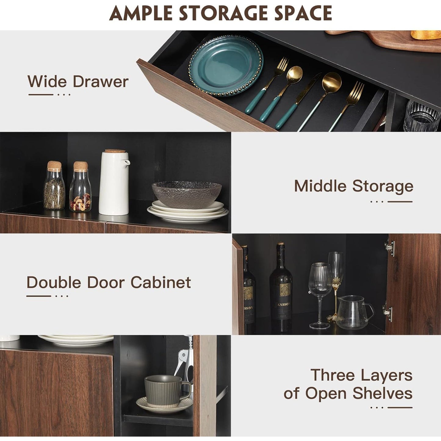 JOMEED Home Kitchen Island Rolling Cart with Storage Drawers and Towel Rack