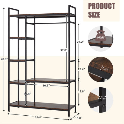 JOMEED Freestanding Closet Clothing Rack Organizer with Shelves and Hanging Rod