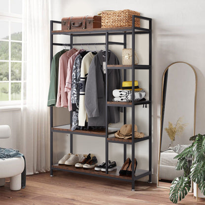 JOMEED Freestanding Closet Clothing Rack Organizer with Shelves and Hanging Rod