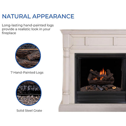 Duluth Forge 18 Inch Ventless Dual Fuel Gas Log Set with Remote, Stacked Red Oak