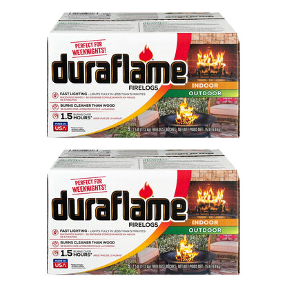 Duraflame 2.5 lbs Indoor Outdoor Fireplace Pit Firelog 3 Hr Burn Time (12 Pack)