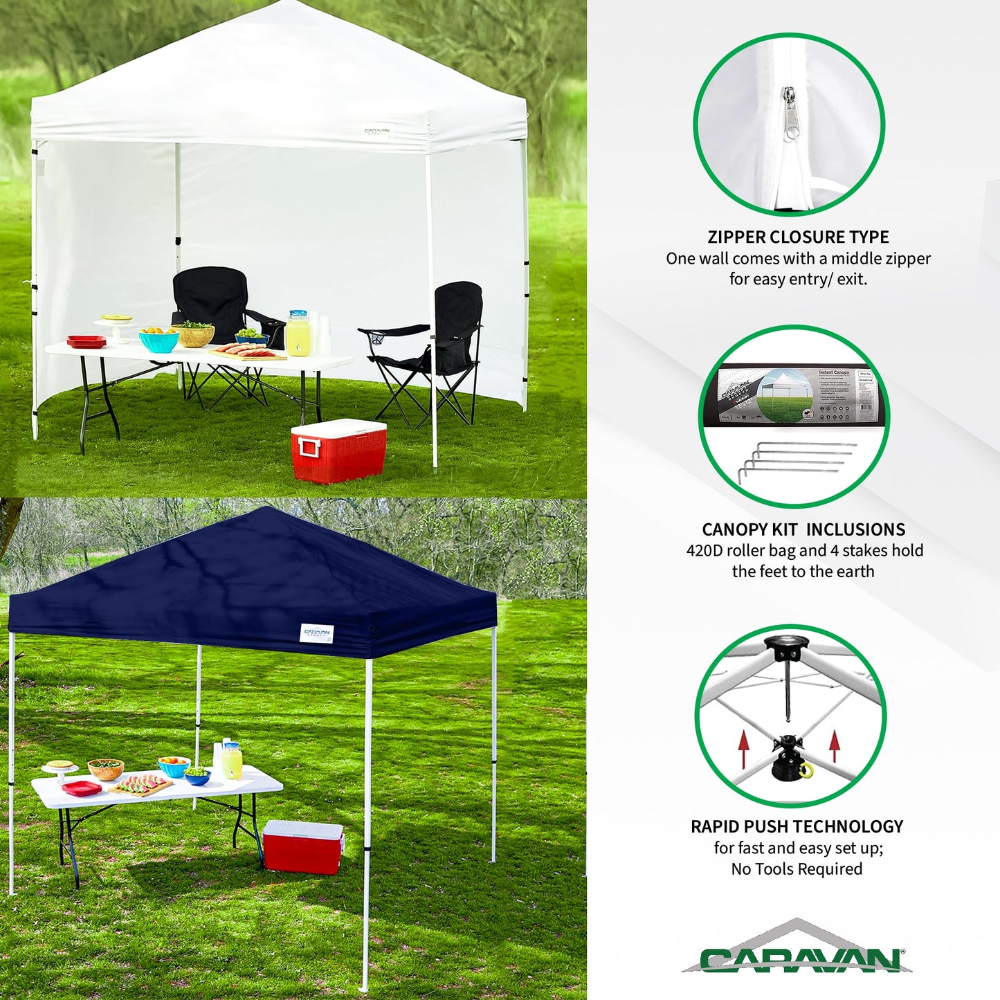 Caravan Canopy V Series Sidewalls & M Series Shade Tent  & Set of 4 Weight Plate