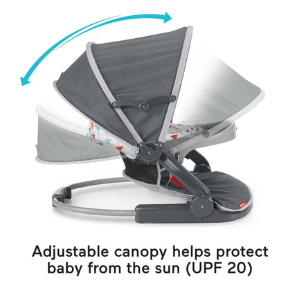 Fisher-Price Foldable Baby Travel Chair On The Go Sit Me Up Floor Seat w/Canopy