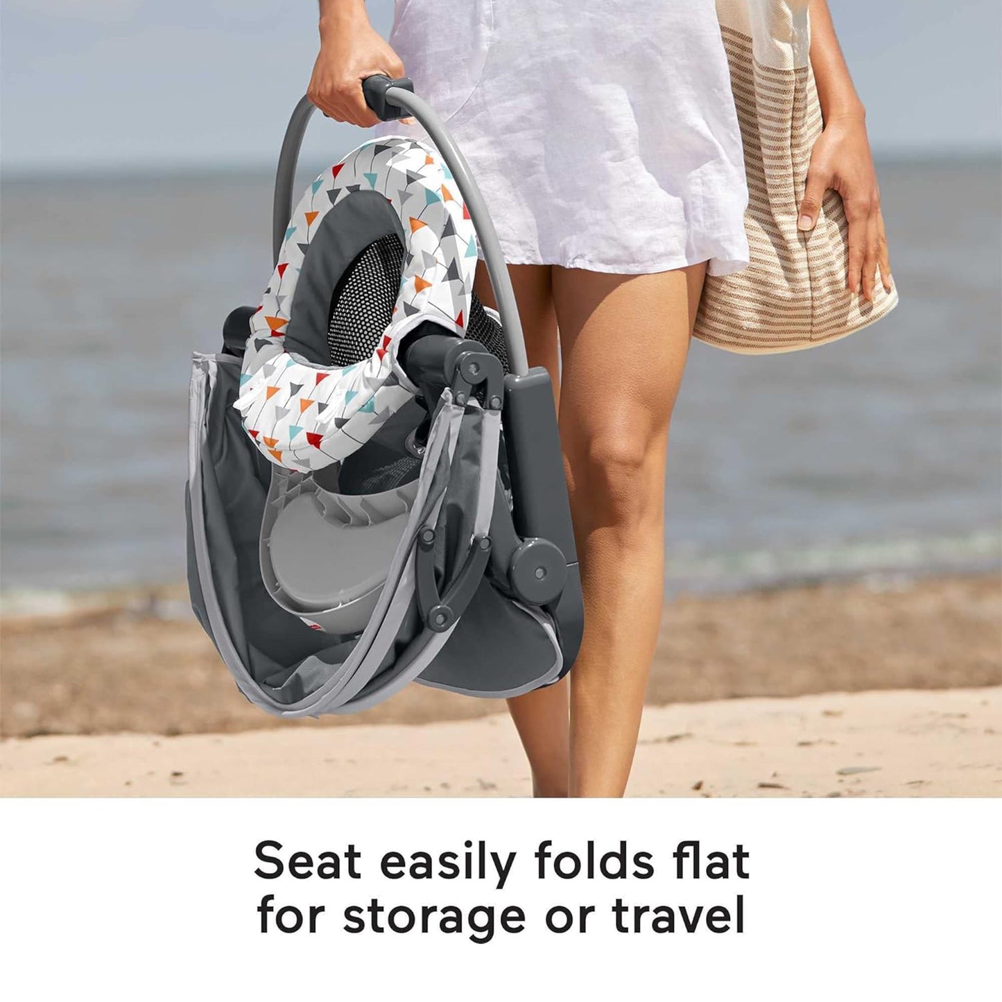 Fisher-Price Foldable Baby Travel Chair On The Go Sit Me Up Floor Seat w/Canopy