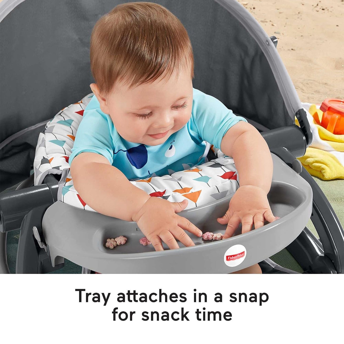 Fisher-Price Foldable Baby Travel Chair On The Go Sit Me Up Floor Seat w/Canopy