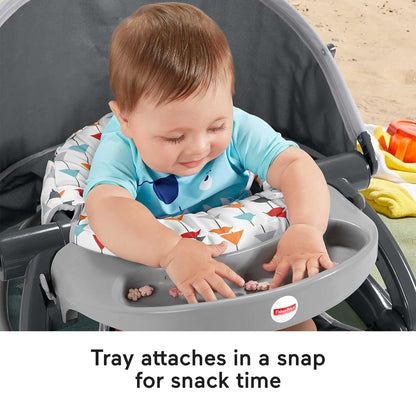 Fisher-Price Foldable Baby Travel Chair On The Go Sit Me Up Floor Seat w/Canopy