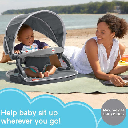 Fisher-Price Foldable Baby Travel Chair On The Go Sit Me Up Floor Seat w/Canopy