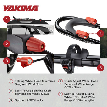 Yakima FrontLoader 1 Bike Car Rooftop Mount, Fits StreamLine Crossbar Black