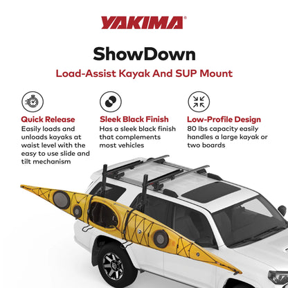 Yakima ShowDown Load Assist Kayak and SUP Rooftop Mount Rack for Vehicles, Black
