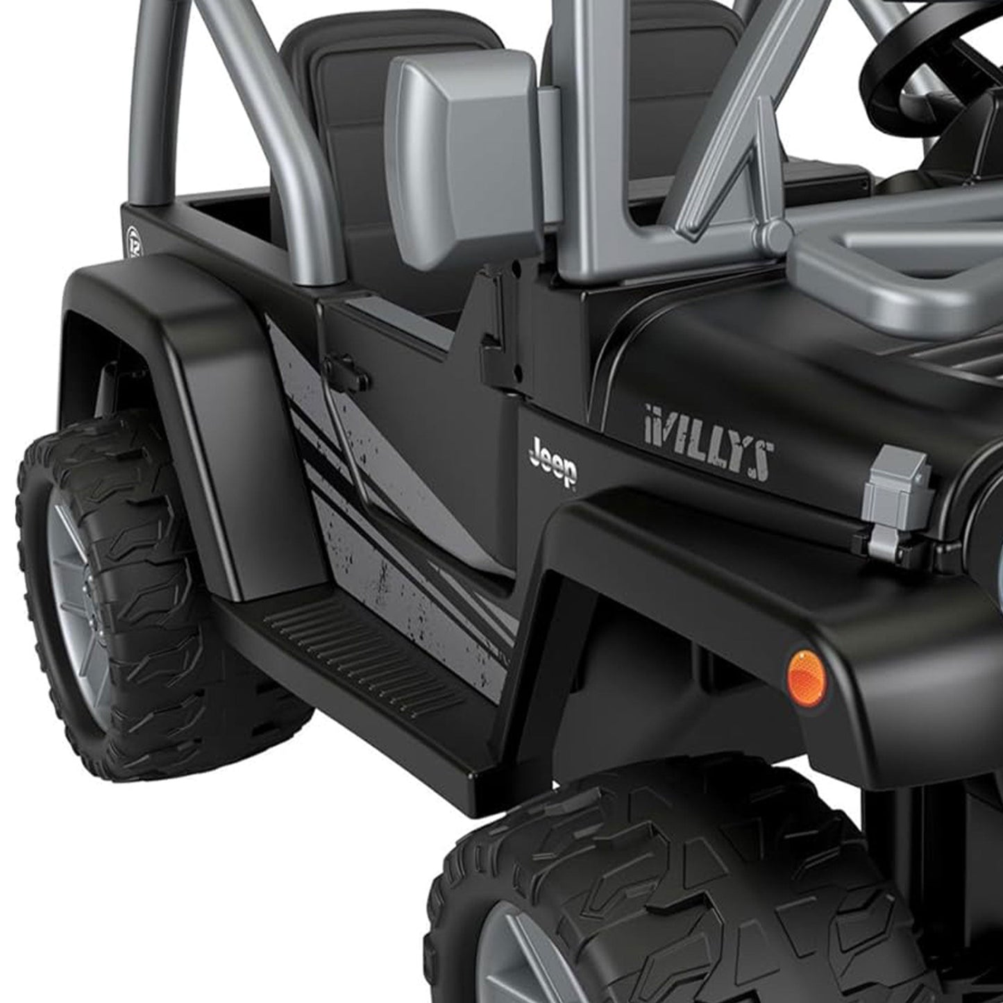 Power Wheels Jeep Wrangler Willys 2 Seater Toddler Kids Ride On Car SUV, Black