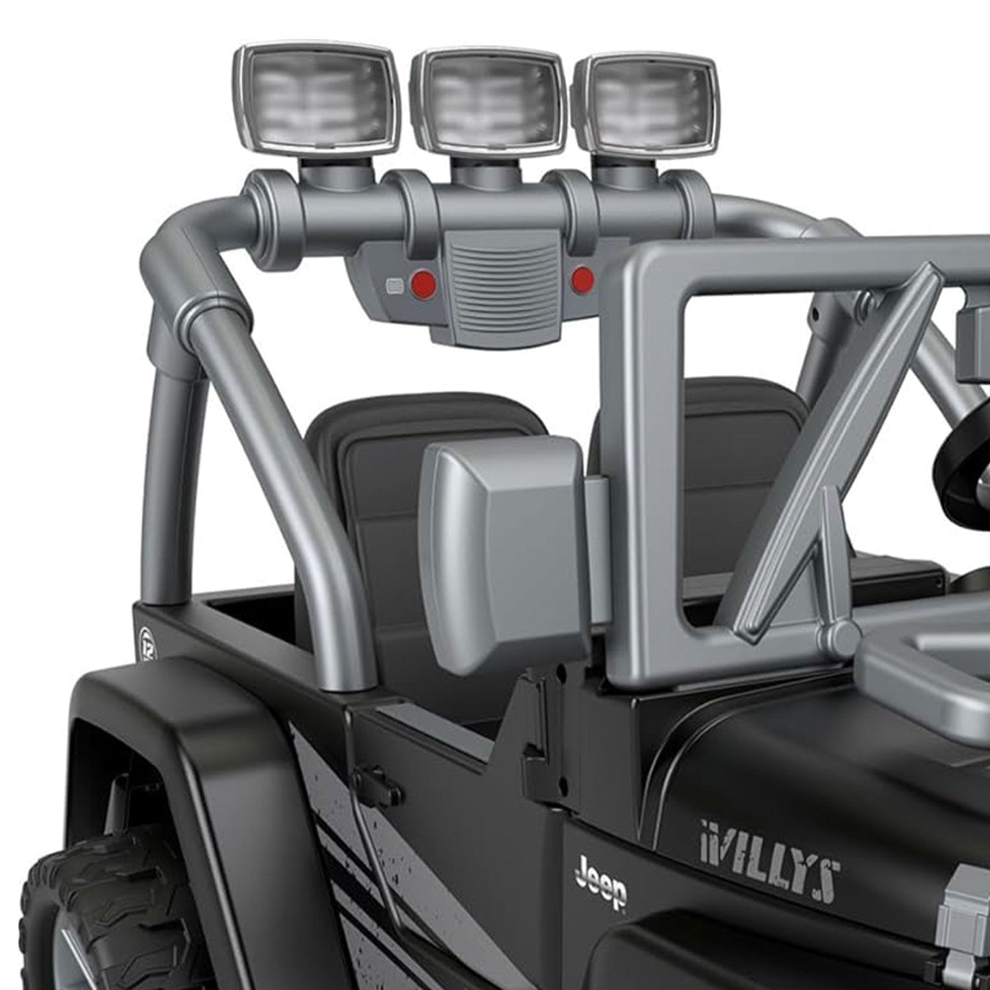 Power Wheels Jeep Wrangler Willys 2 Seater Toddler Kids Ride On Car SUV, Black