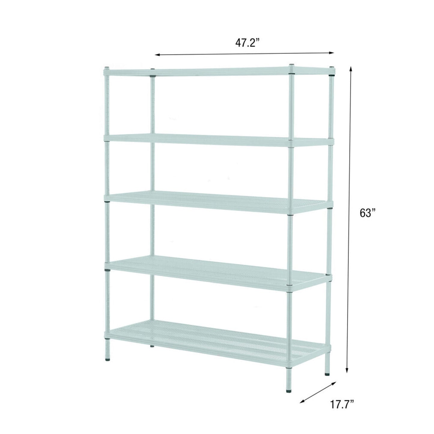 Design Ideas MeshWorks 5 Tier Full-Size Metal Storage Shelving Unit Rack, Sage