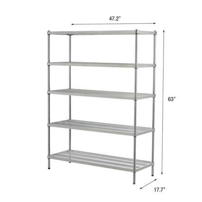Design Ideas MeshWorks 5 Tier Full-Size Metal Storage Shelving Unit Rack, Silver