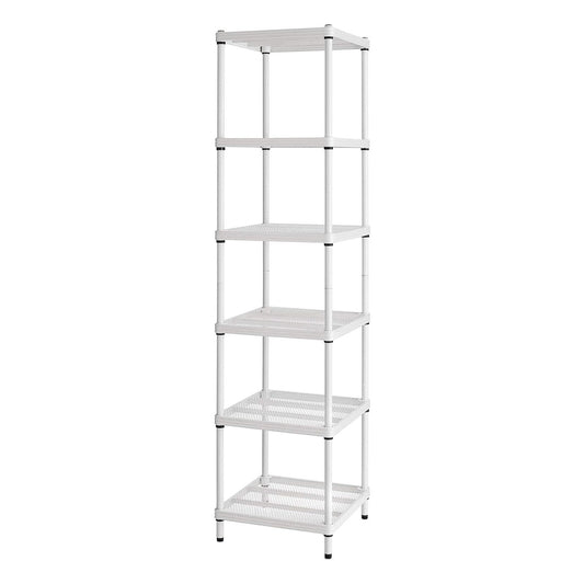 Design Ideas MeshWorks 6 Tier Tower Metal Storage Shelving Unit Rack, White