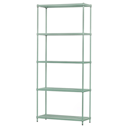 Design Ideas MeshWorks 5 Tier Metal Storage Shelving Unit Rack Bookshelf, Green