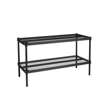 Design Ideas MeshWorks 2 Tier Full Size Metal Storage Shelving Unit Rack, Black