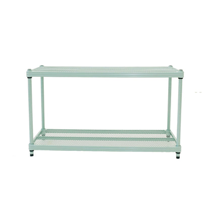 Design Ideas MeshWorks 2 Tier Full Size Metal Storage Shelving Unit, Sage Green