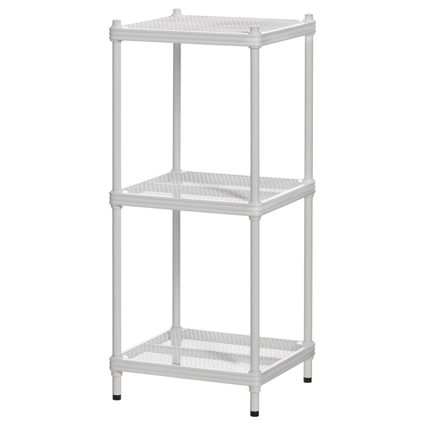 Design Ideas MeshWorks 3 Tier Tower Metal Storage Shelving Unit Rack, White