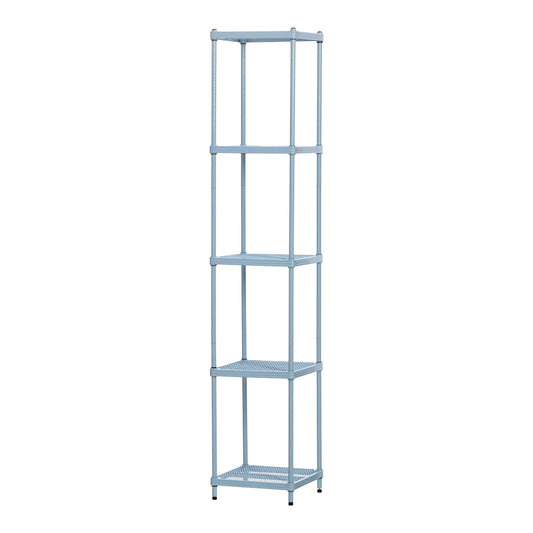 Design Ideas MeshWorks 5 Tier Tower Metal Storage Shelving Unit Rack, Sky Blue