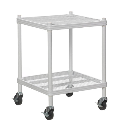 Design Ideas MeshWorks 2 Tier Wheeled Metal Storage Shelving Unit Cart, White